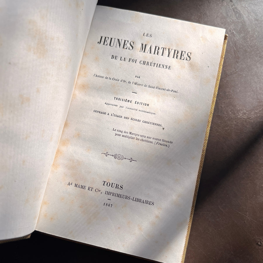 1847 Les Jeunes Martyrs de la Foi Chrétienne | 1847 |Cartonnage Romantique in Gilt and Blue, Matching Boards