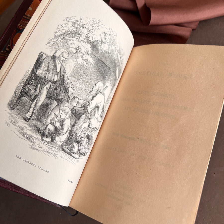 The Poetical Works of Goldsmith, Smollett, Johnson, and Shenstone (1853) — Fine Binding, Full Leather, Gilt Gauffering, Illustrated