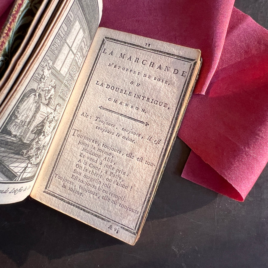 1789 French Royal Almanac – La Marchande d’Étoffes de Soie – Red Moroccan Leather with Gilt Royal Arms of Louis XVI – Pre-French Revolut