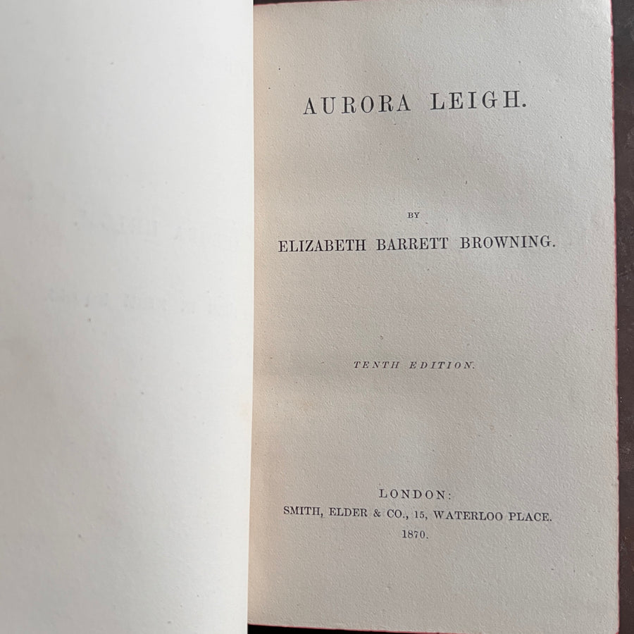 Aurora Leigh by Elizabeth Barrett Browning (1870) – Fine Birdsall & Son Binding, Full Gilt & Marbled Endpapers, Rare