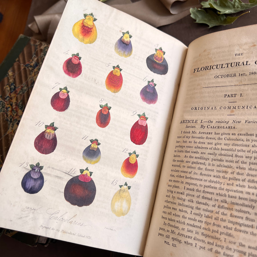 The Floricultural Cabinet and Florist’s Magazine | Fine Binding — Volume for 1835 | Hand-Colored Botanical Plates