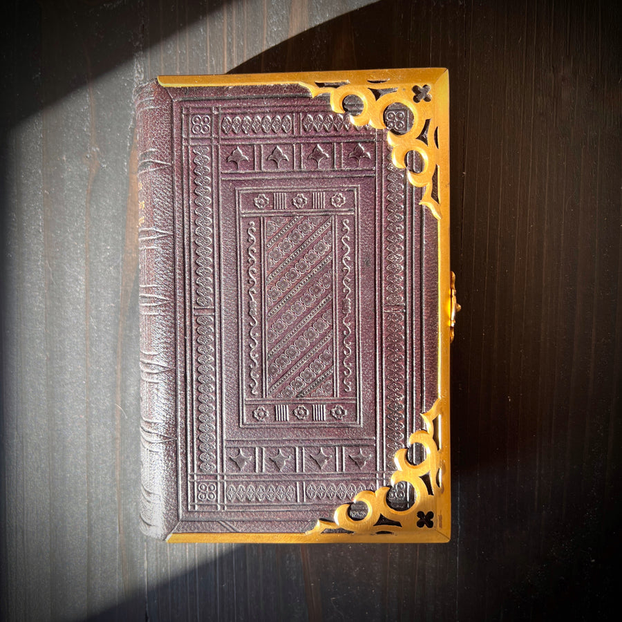 1853 Holy Bible | Old & New Testaments, Common Prayer & Psalms | Fine Black Leather with Ornate Brass Corners & Clasp | Gauffered Edges | Maps