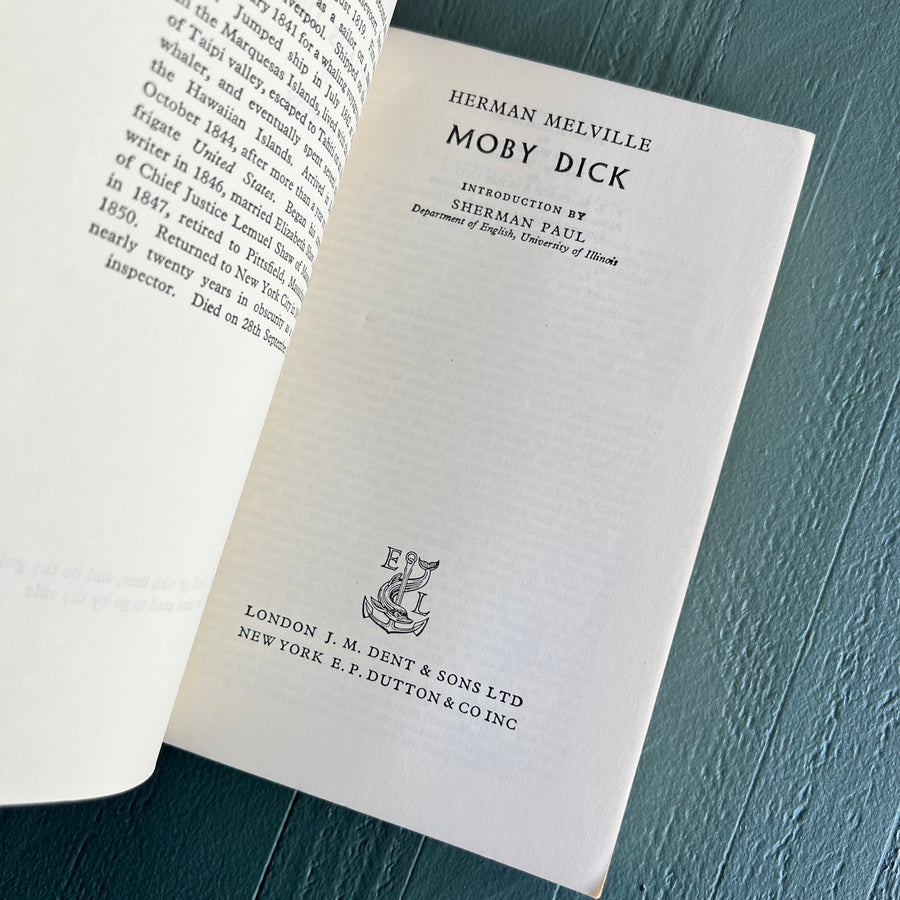 1961 Moby Dick by Herman Melville - Everyman’s Library Paperback - J.M. Dent & Sons/ E. P. Dutton