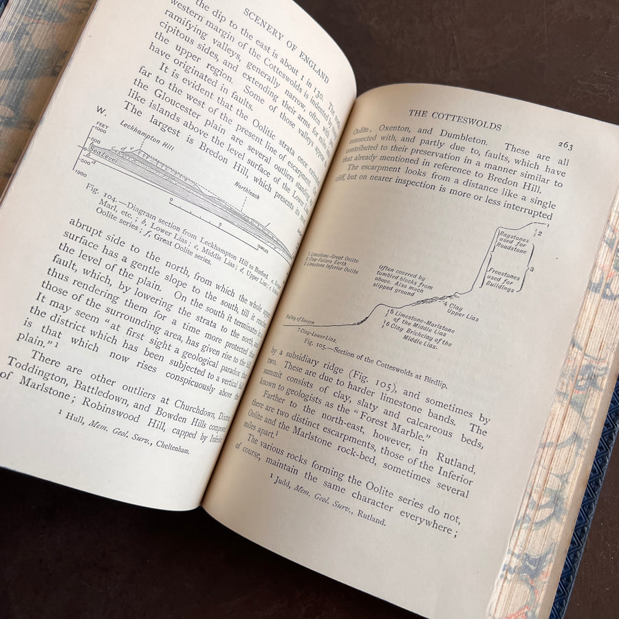 1912 The Scenery of England by Lord Avebury – Fine Prize Binding in Blue Morocco | Geology, Rivers, Volcanoes, and Landscapes of England