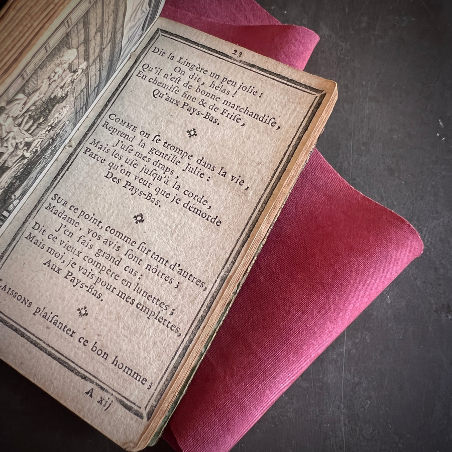 1789 French Royal Almanac – La Marchande d’Étoffes de Soie – Red Moroccan Leather with Gilt Royal Arms of Louis XVI – Pre-French Revolut