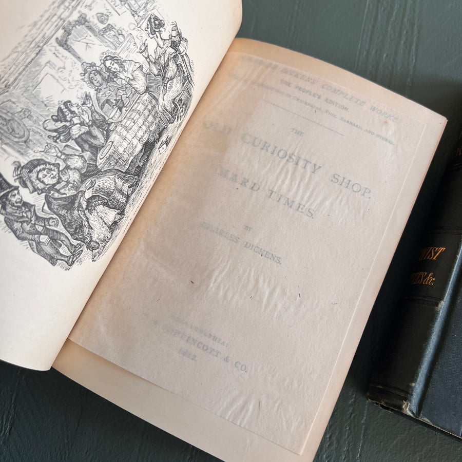 1882 Dickens Works – 3-Volume Decorative Set in Green Cloth