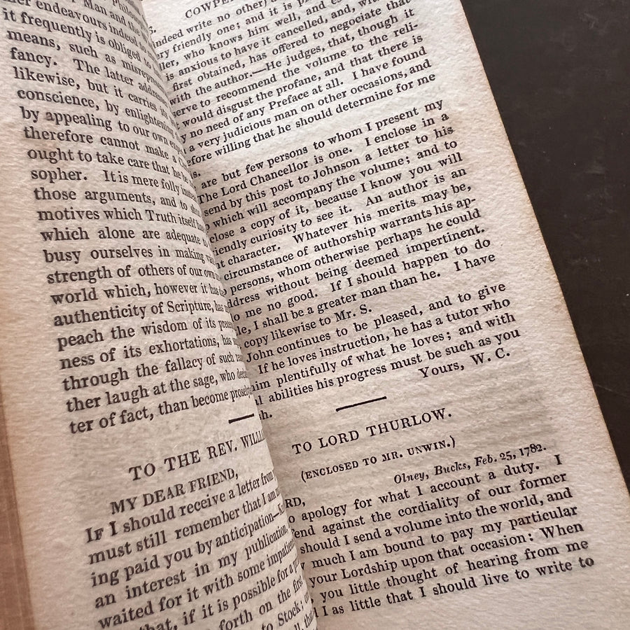 The Letters of the Late William Cowper, Esq. to His Friends | Regency Full Calf Gilt Binding | London, 1820 | Small Octavo