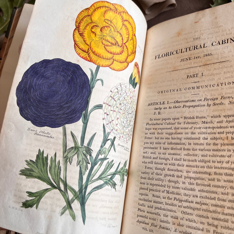 The Floricultural Cabinet and Florist’s Magazine | Fine Binding — Volume for 1835 | Hand-Colored Botanical Plates