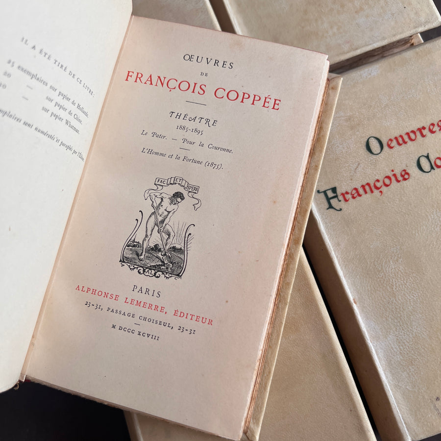 Œuvres de François Coppée | Complete 5-Volume Set in Full Vellum, Limited Edition | 1898