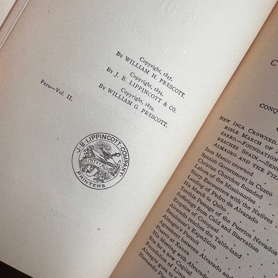History of the Conquest of Peru by William H. Prescott | 2-Volume Set, Universal Edition (1874)