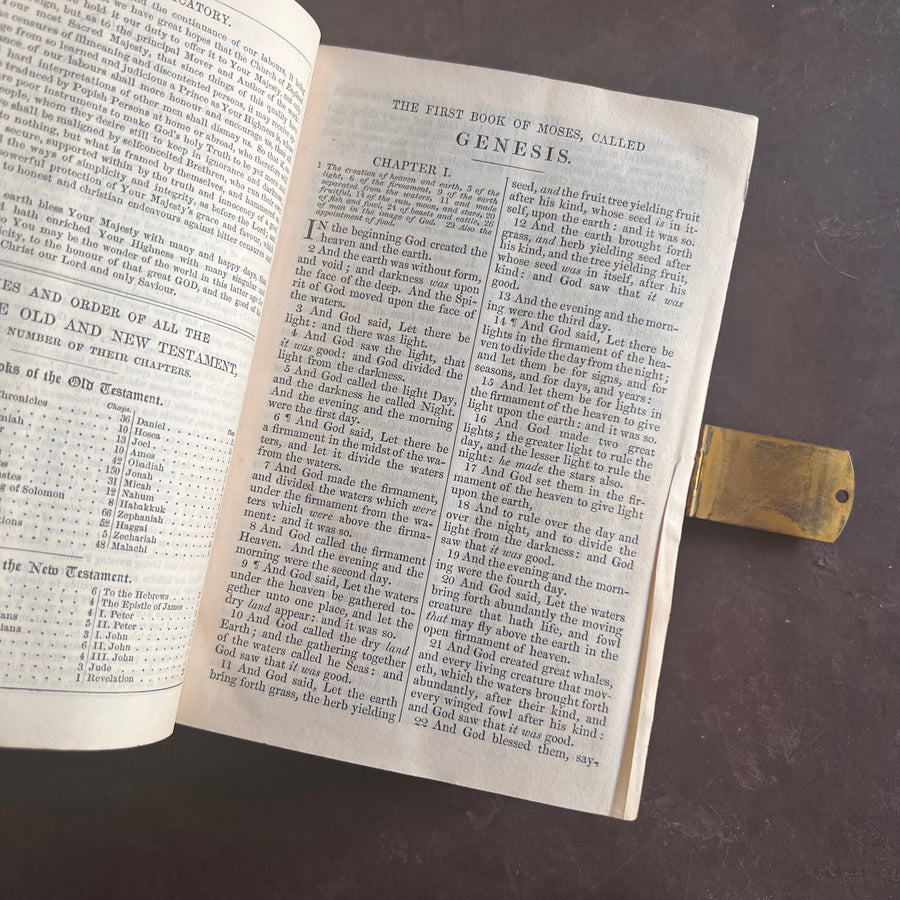 1866 Holy Bible | King James Version | Oxford University Press | Full Vellum Binding with Gauffered Edges, Gilt Clasp & Red Inlaid Cross | Presentation Copy