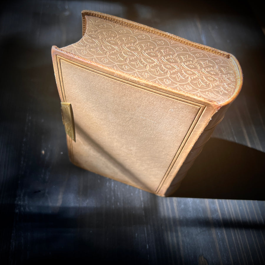 1866 Holy Bible | King James Version | Oxford University Press | Full Vellum Binding with Gauffered Edges, Gilt Clasp & Red Inlaid Cross | Presentation Copy