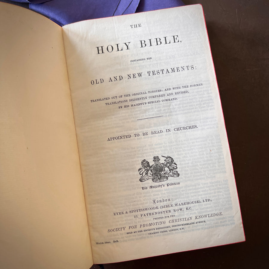 The Holy Bible — King George V Coronation Edition (1911) | Fine Leather Royal Presentation Binding | Eyre & Spottiswode
