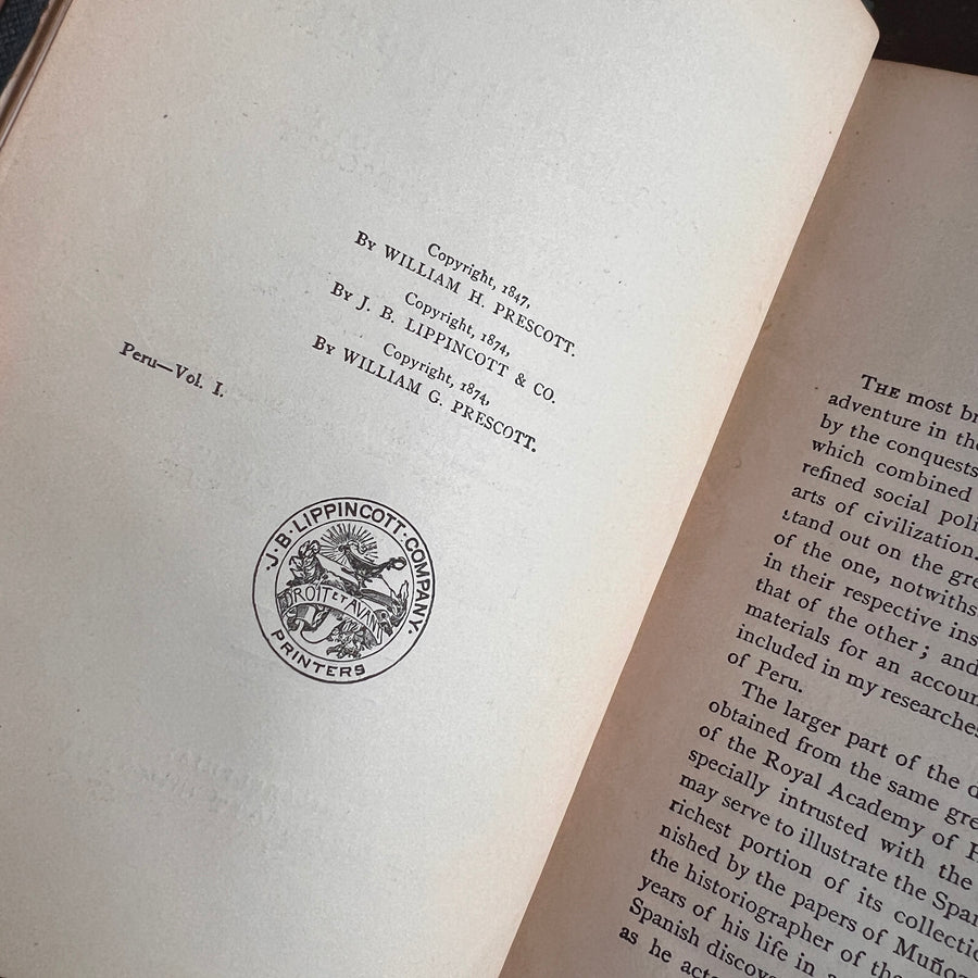 History of the Conquest of Peru by William H. Prescott | 2-Volume Set, Universal Edition (1874)