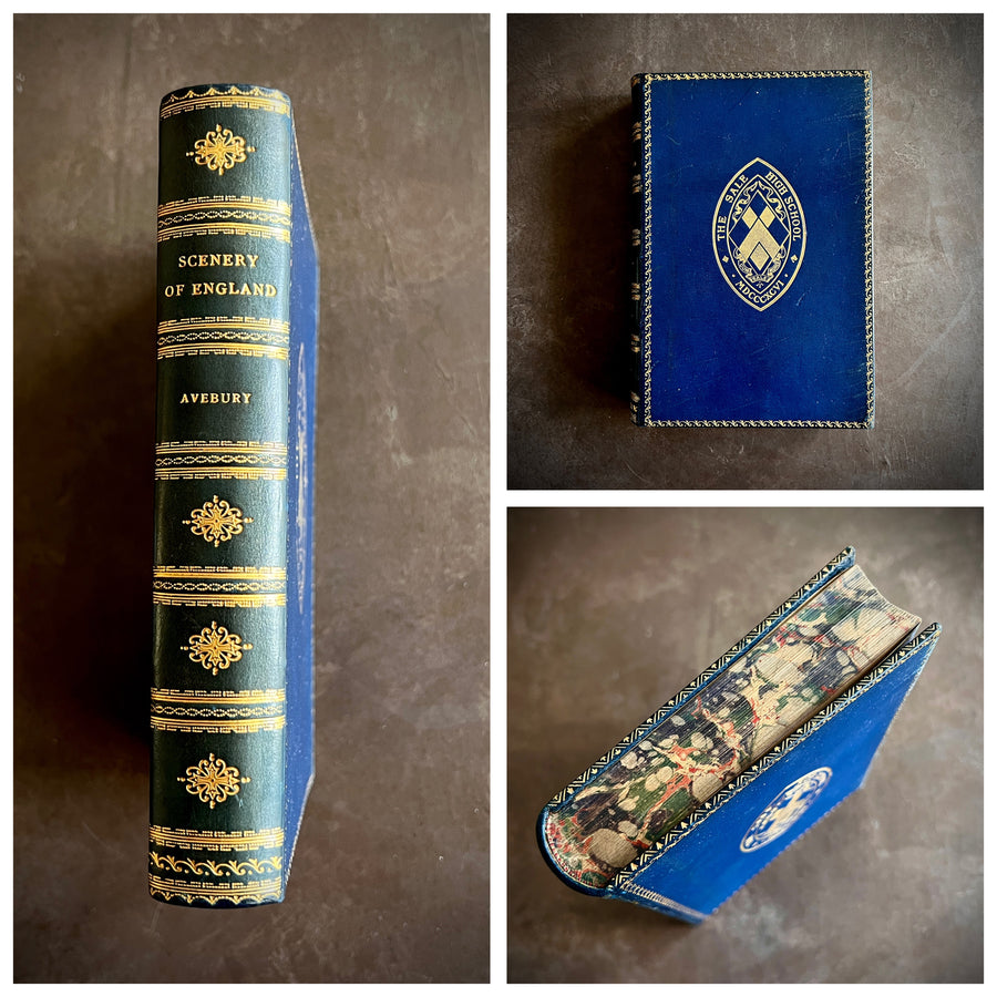 1912 The Scenery of England by Lord Avebury – Fine Prize Binding in Blue Morocco | Geology, Rivers, Volcanoes, and Landscapes of England