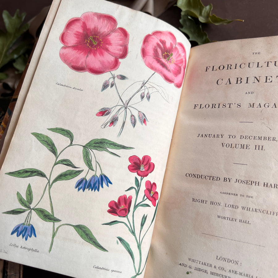 The Floricultural Cabinet and Florist’s Magazine | Fine Binding — Volume for 1835 | Hand-Colored Botanical Plates