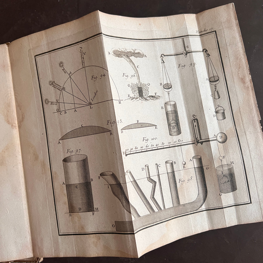1756 Grammaire des Sciences Philosophiques — Vellum-Bound Scientific Encyclopaedia with Newtonian & Copernican Fold-Out Plates