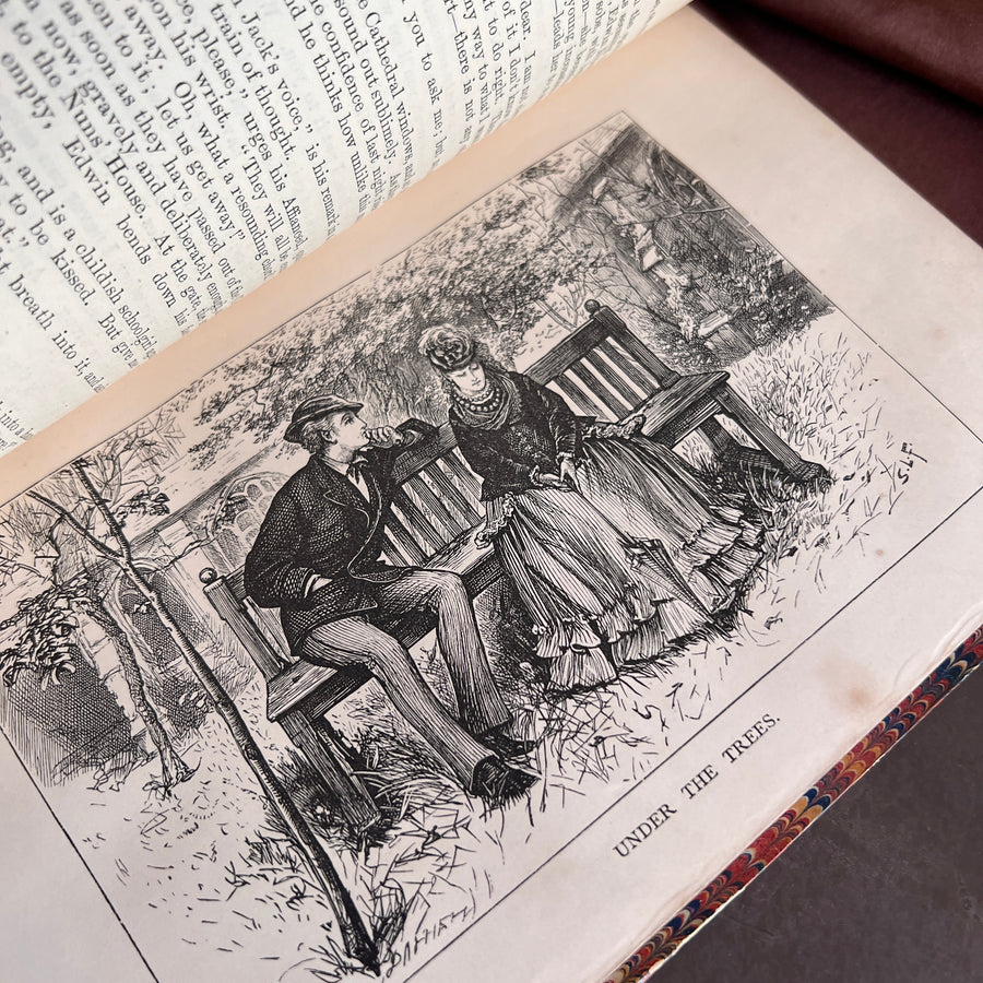 Mystery of Edwin Drood | Charles Dickens| First Edition in Book Form, Chapman & Hall, 1870 — Rebound in Half Leather by J. Woodland Bindery | First Printing Illustrations by S. L. Fildes