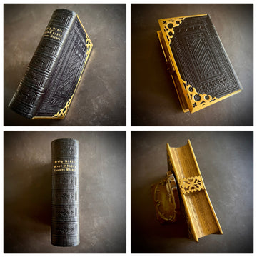1853 Holy Bible | Old & New Testaments, Common Prayer & Psalms | Fine Black Leather with Ornate Brass Corners & Clasp | Gauffered Edges | Maps