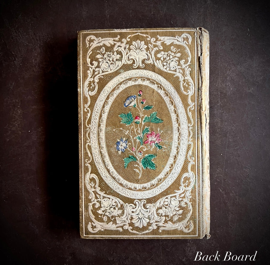 Henri de Lusignan ou L’Anneau de Richard Coeur-de-Lion (1852) | Ornate Cartonnage Romantique Binding with Hand-Colored Floral Design