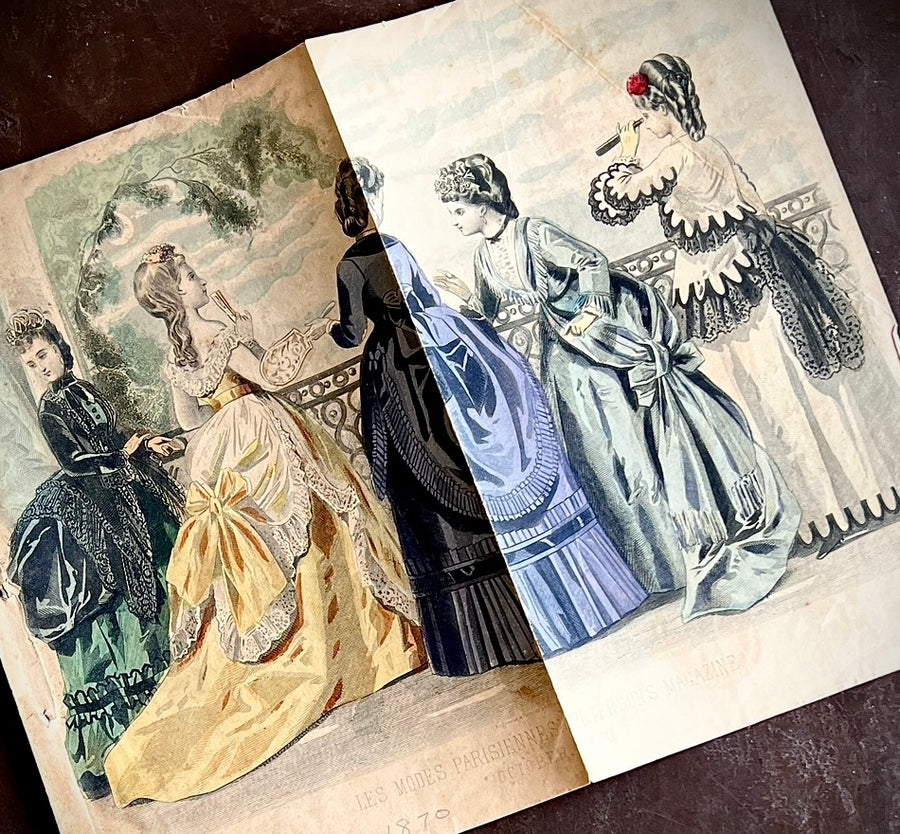 1870 - Ladies Fashion Hand-Painted Book Plate