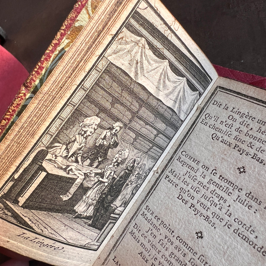 1789 French Royal Almanac – La Marchande d’Étoffes de Soie – Red Moroccan Leather with Gilt Royal Arms of Louis XVI – Pre-French Revolut