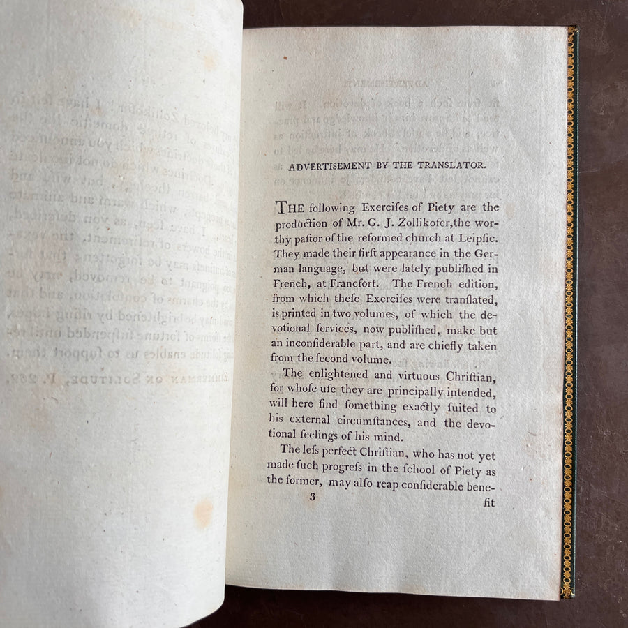 Exercises of Piety by G.J. Zollikofer | Presentation Copy, 1805 | Royal Provenance; Inscribed by Princess Amelia(youngest child of King George III and Queen Charlotte)