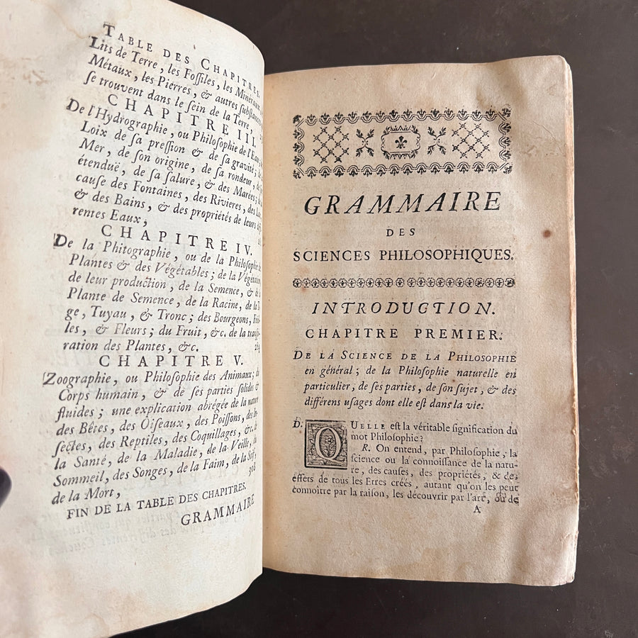 1756 Grammaire des Sciences Philosophiques — Vellum-Bound Scientific Encyclopaedia with Newtonian & Copernican Fold-Out Plates