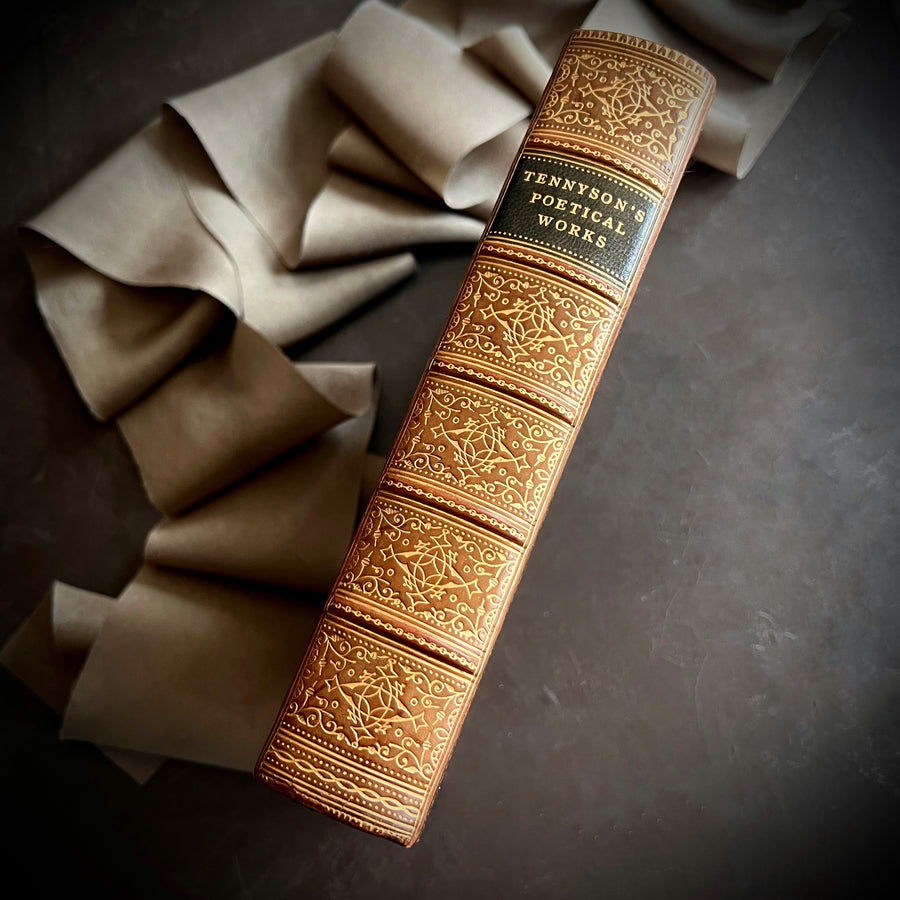 Poetical Works of Alfred Lord Tennyson — The Albion Edition (1902) | Fine Tree Calf Binding with Gilt & Marbled Endpapers