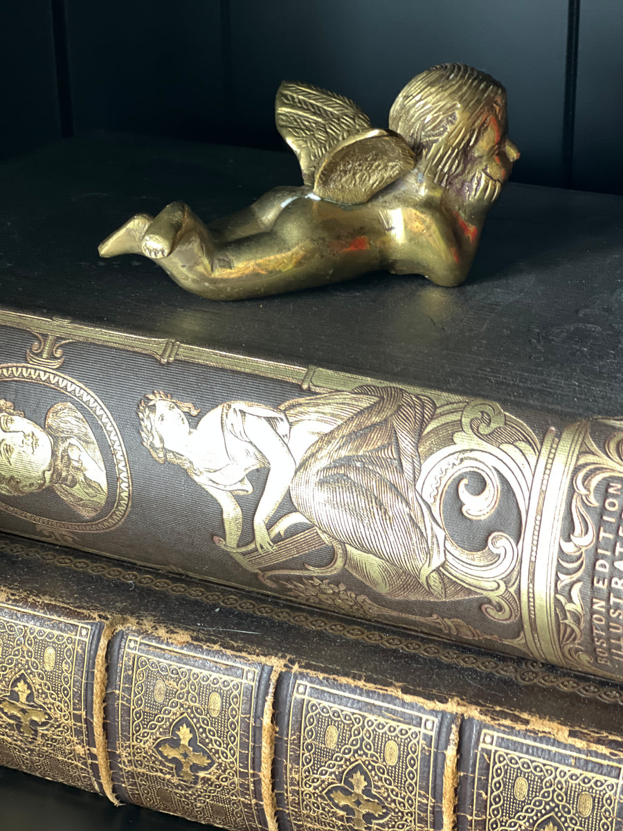 Brass Cherub Angel / Book Decor