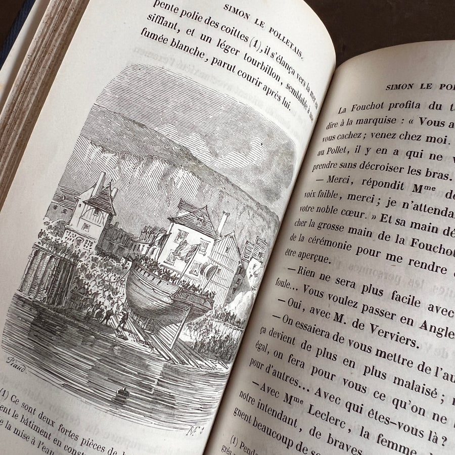 Simon le Polletais by H. de Chavannes de la Giraudière | Cartonnage Romantique with Gilt Wreath & Ship Motif –| 1856