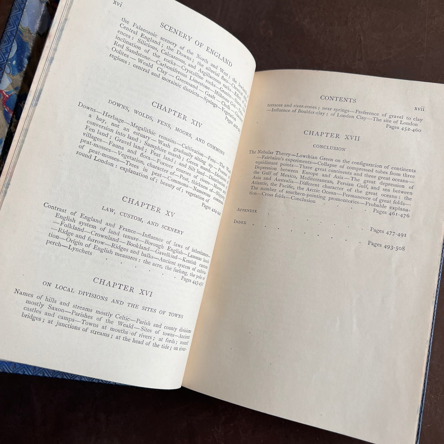 1912 The Scenery of England by Lord Avebury – Fine Prize Binding in Blue Morocco | Geology, Rivers, Volcanoes, and Landscapes of England