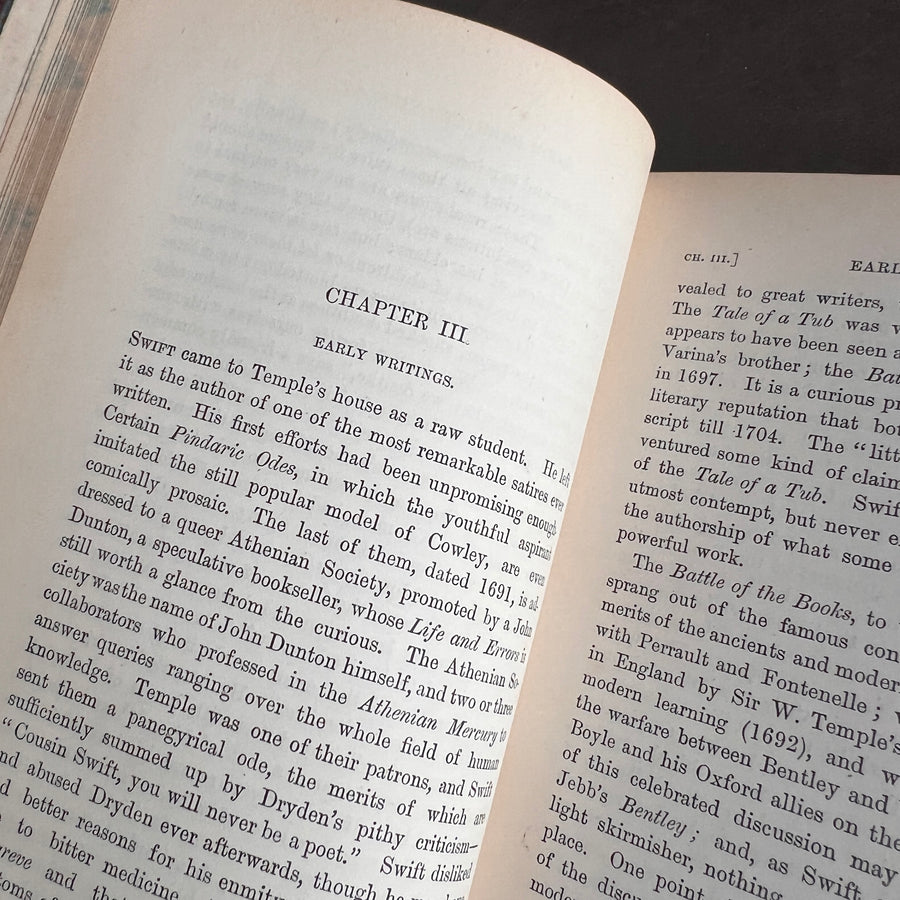 English Men of Letters: Swift, Fielding, and Sterne (1889) — Fine Binding, Full Leather, Gilt Armorial, Marbled Edges London: Macmillan and Co. | 1889.
