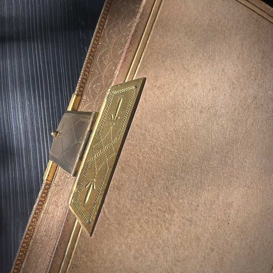 1866 Holy Bible | King James Version | Oxford University Press | Full Vellum Binding with Gauffered Edges, Gilt Clasp & Red Inlaid Cross | Presentation Copy