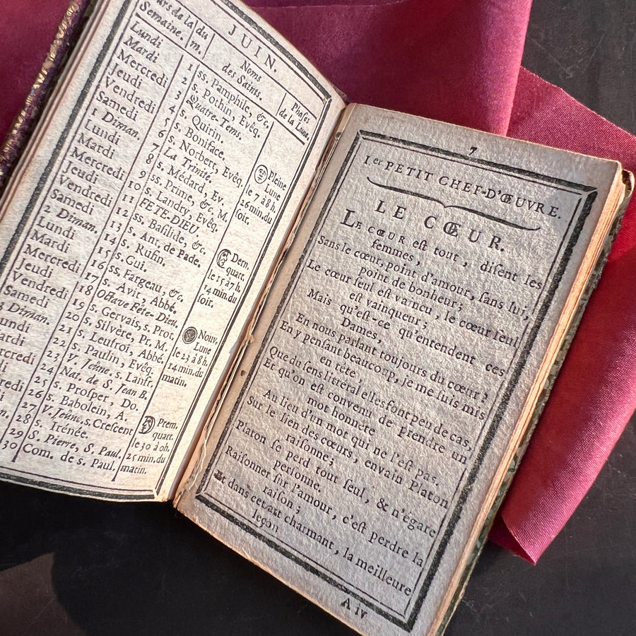 1789 French Royal Almanac – La Marchande d’Étoffes de Soie – Red Moroccan Leather with Gilt Royal Arms of Louis XVI – Pre-French Revolut
