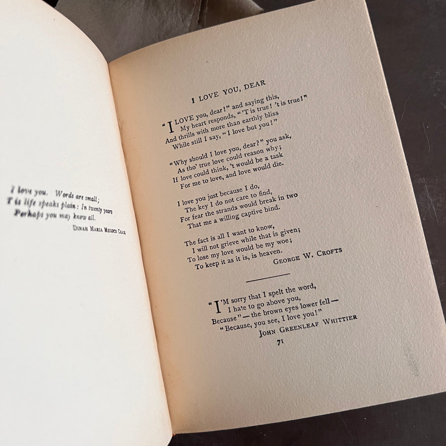 Because I Love You: Poems of Love (First Edition, 1894), Art Nouveau Half-Leather Binding with Verses by Celebrated Poets of Earlier Eras)