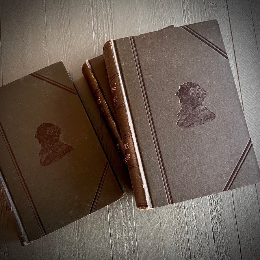 1882 Dickens Works – 3-Volume Decorative Set in Green Cloth