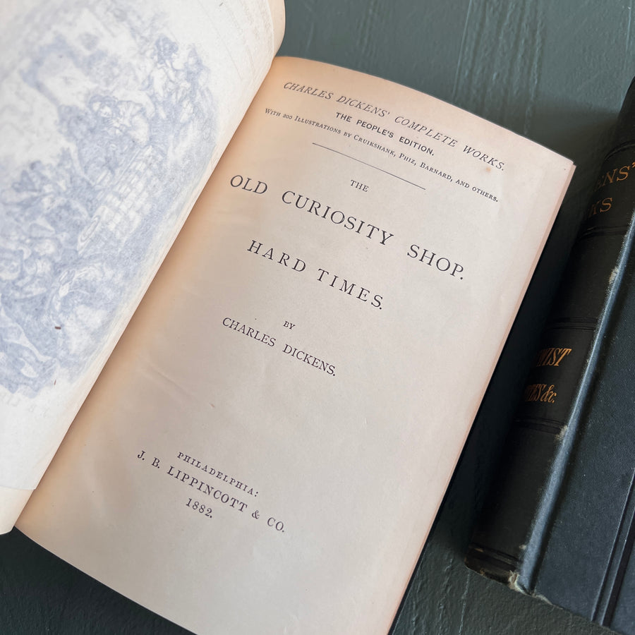 1882 Dickens Works – 3-Volume Decorative Set in Green Cloth