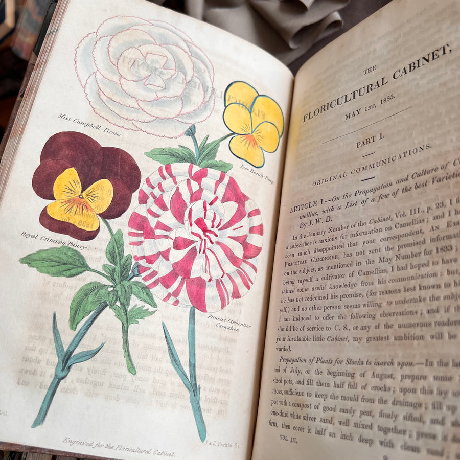The Floricultural Cabinet and Florist’s Magazine | Fine Binding — Volume for 1835 | Hand-Colored Botanical Plates