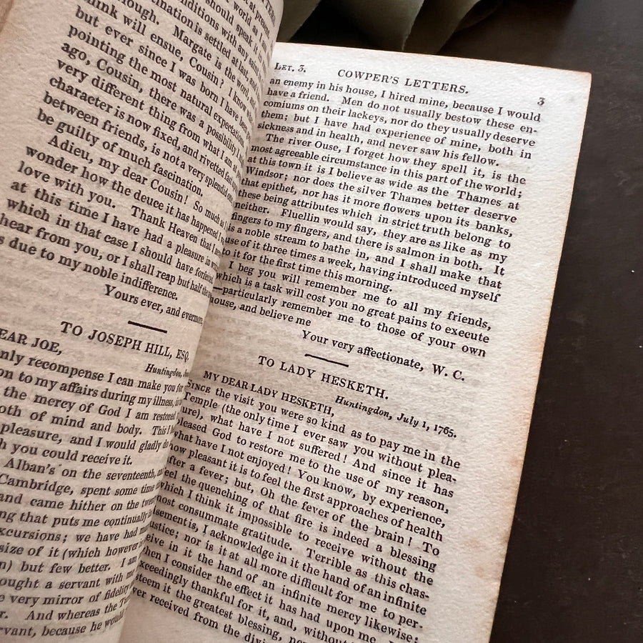 The Letters of the Late William Cowper, Esq. to His Friends | Regency Full Calf Gilt Binding | London, 1820 | Small Octavo