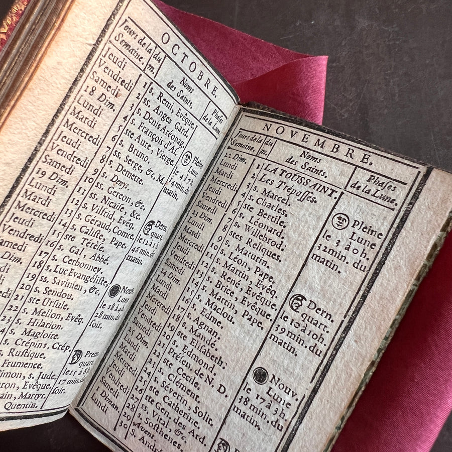 1789 French Royal Almanac – La Marchande d’Étoffes de Soie – Red Moroccan Leather with Gilt Royal Arms of Louis XVI – Pre-French Revolut