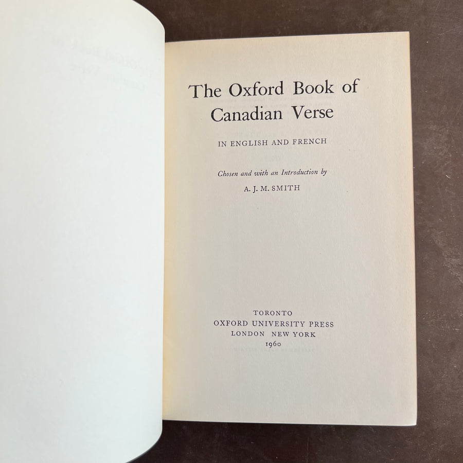 1960 - The Oxford Book of Canadian Verse In English and French