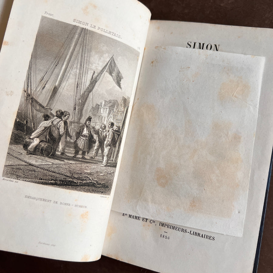 Simon le Polletais by H. de Chavannes de la Giraudière | Cartonnage Romantique with Gilt Wreath & Ship Motif –| 1856