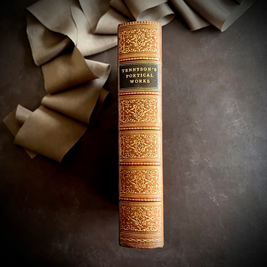 Poetical Works of Alfred Lord Tennyson — The Albion Edition (1902) | Fine Tree Calf Binding with Gilt & Marbled Endpapers