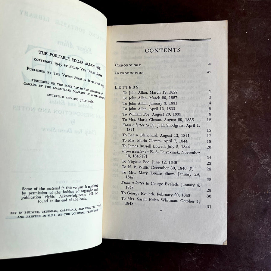 1966 The Portable Edgar Allan Poe – Viking Portable Library – Tales, Poems & Letters