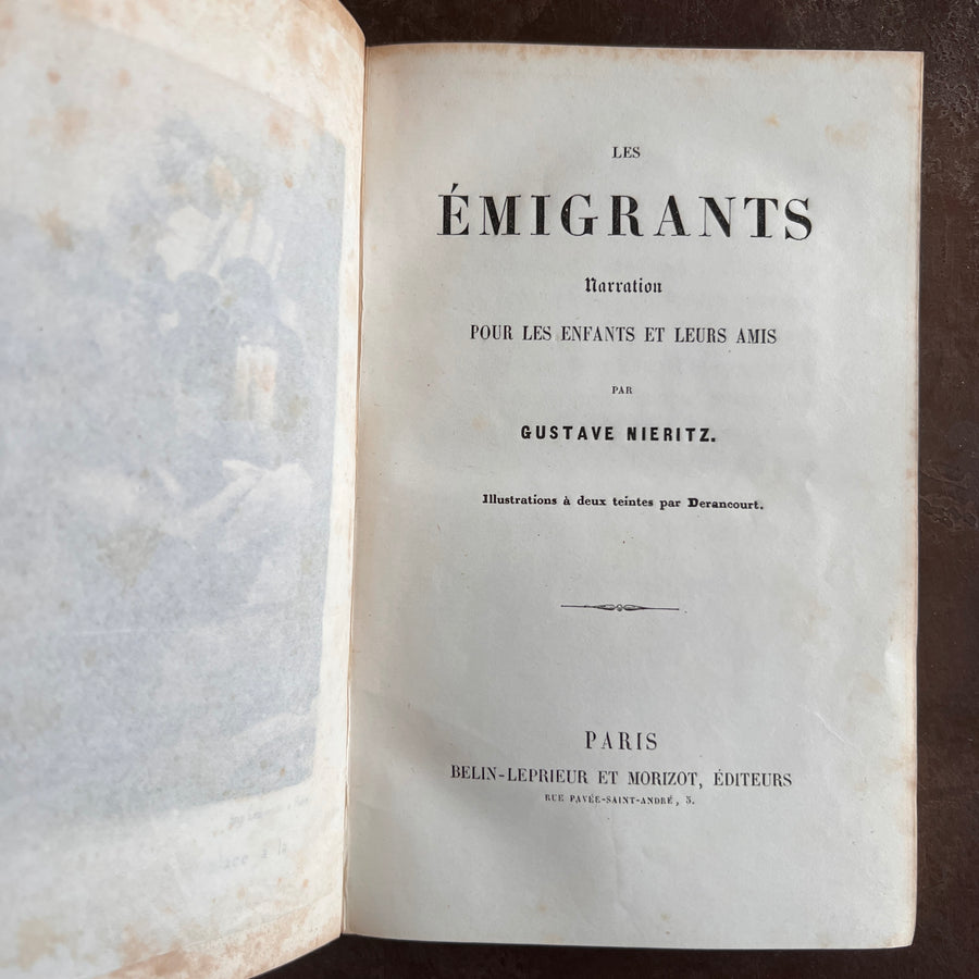 Les Émigrants – Gustave Nieritz | Illustrated | c.1840s-1850s | Gilt Architectural Motif and Gilt Urn to Boards