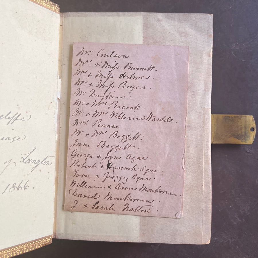 1866 Holy Bible | King James Version | Oxford University Press | Full Vellum Binding with Gauffered Edges, Gilt Clasp & Red Inlaid Cross | Presentation Copy