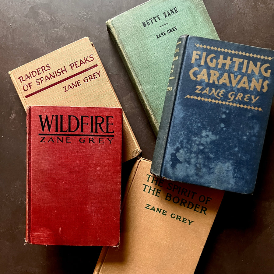 Zane Grey Five Book Set/ Vintage Book Decor