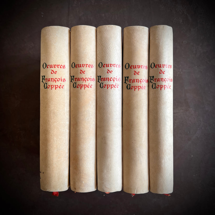 Œuvres de François Coppée | Complete 5-Volume Set in Full Vellum, Limited Edition | 1898