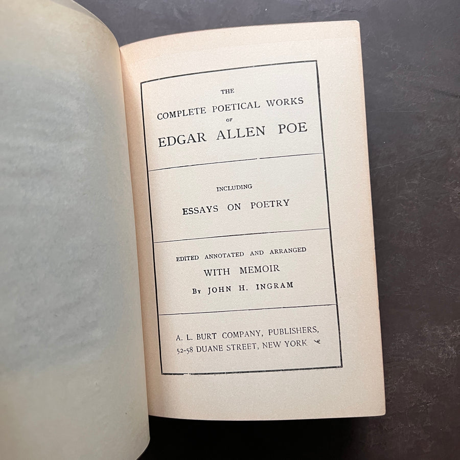 C.Early 1900s - The Poetical Works of Edgar Allan Poe; Including Essays On Poetry